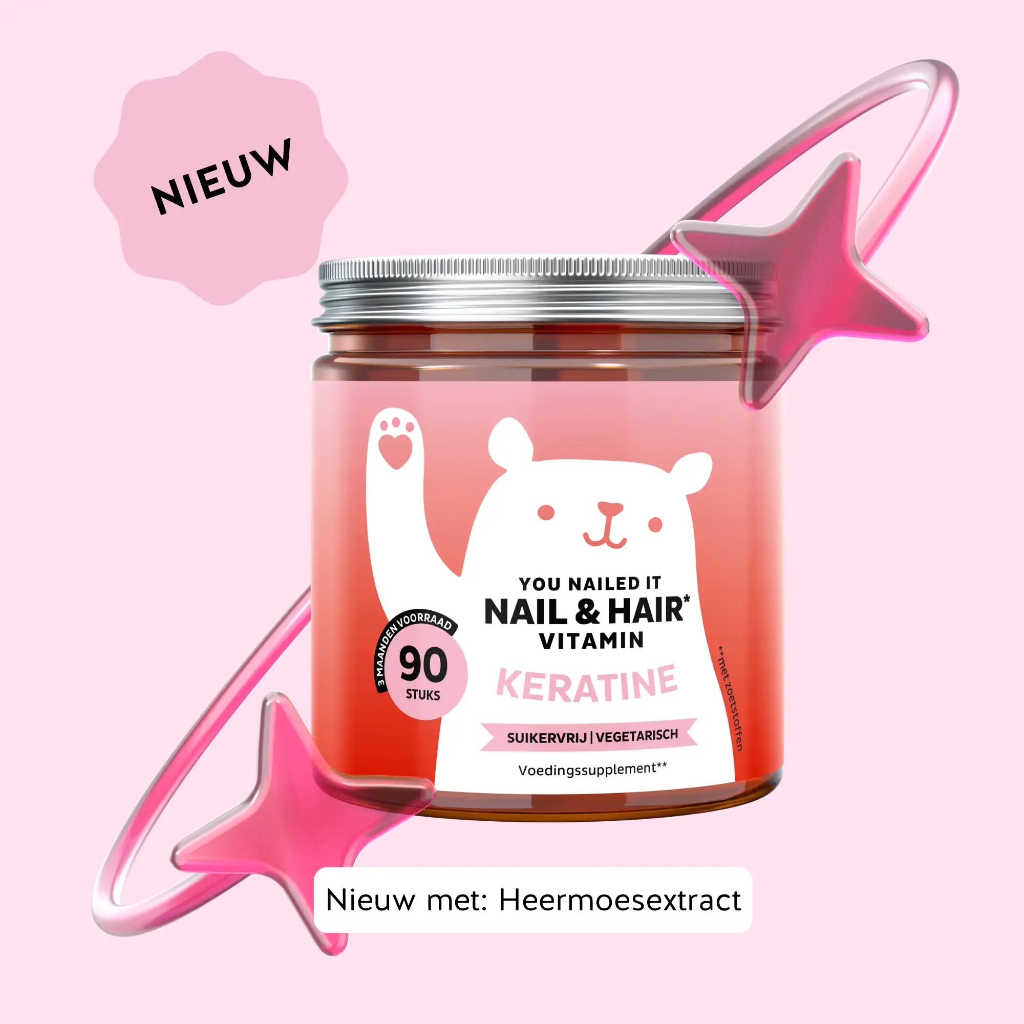 Bears with Benefits Nail & Hair Keratine potje met 90 stuks – suikervrij, vegetarisch en ideaal voor haar- en nagelverzorging | Bears with Benefits