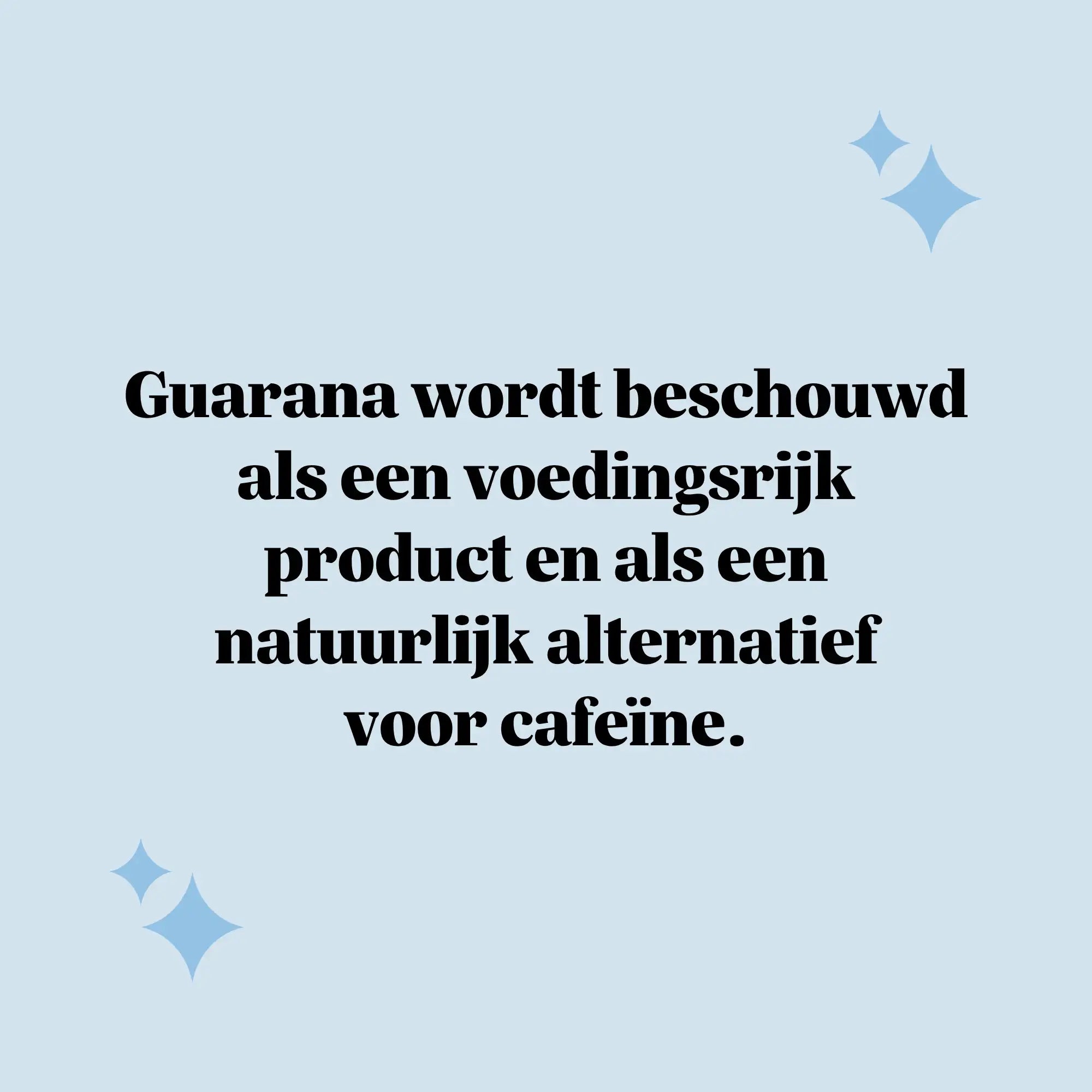 Tekstvisual die uitlegt dat guarana wordt beschouwd als een voedingsrijk product en een natuurlijk alternatief voor cafeïne, Energy gummies. l Bears with Benefits.
