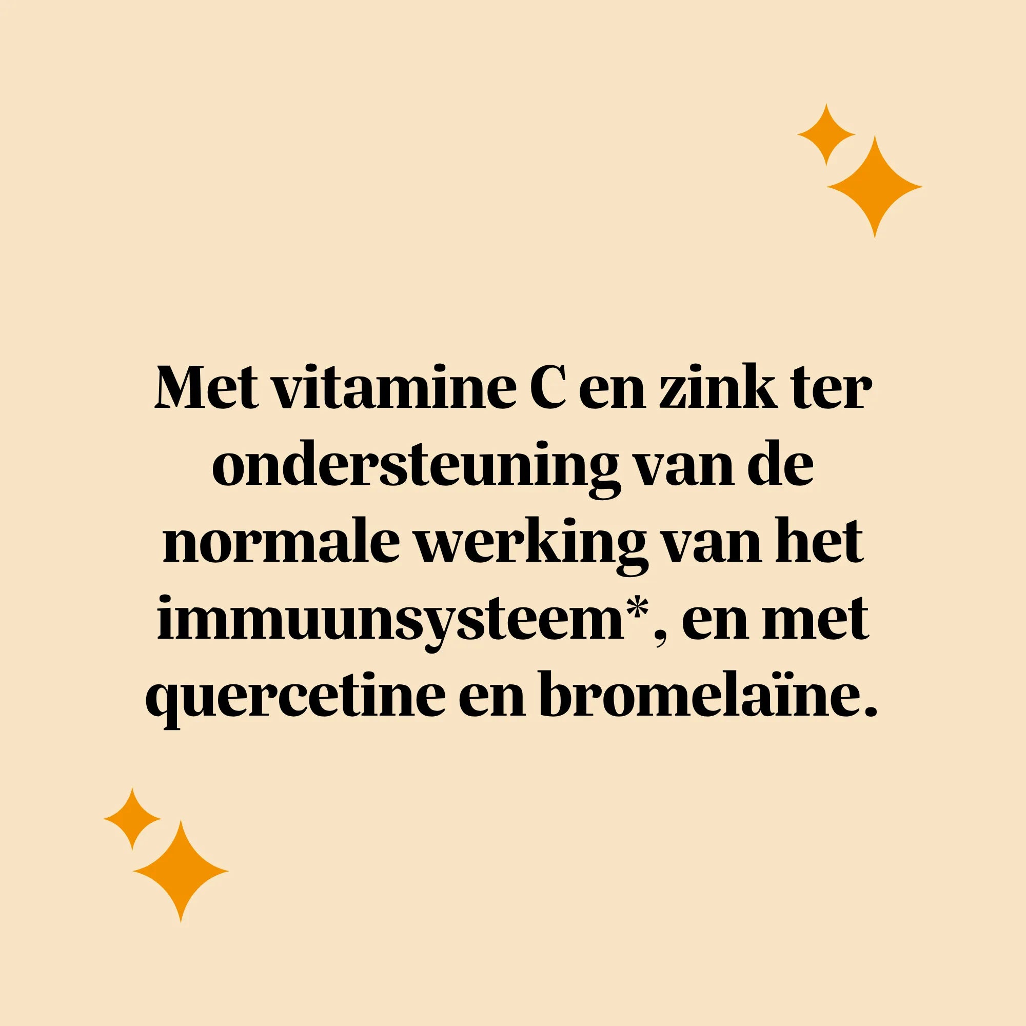Effecten en ingrediënten van de Bye Bye Sniff! Relief* Complex gummies van Bears with Benefits, met vitamine C en zink ter ondersteuning van het immuunsysteem, plus quercetine en bromelaïne.