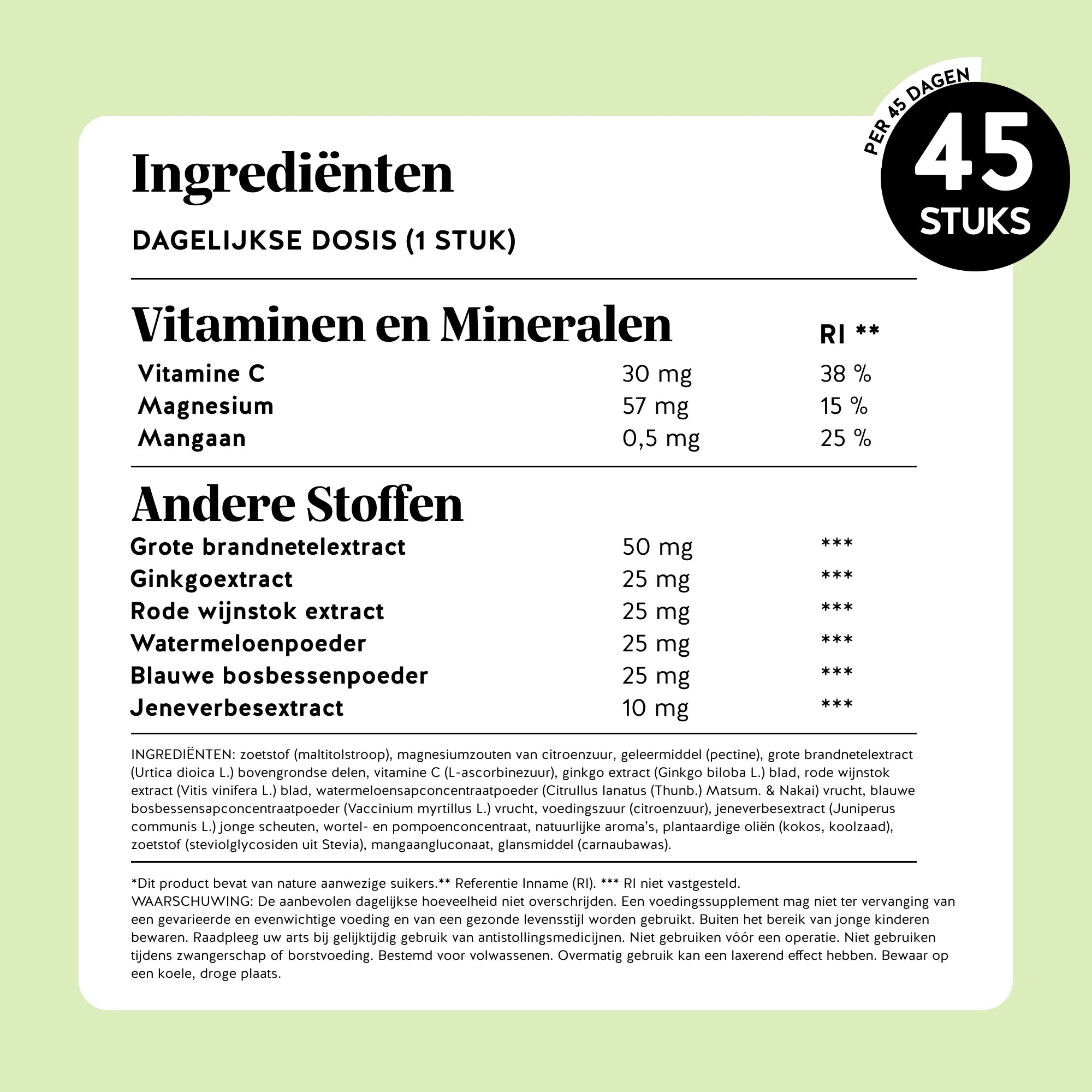 Bears with Benefits Lighter Legs¹ Water Relief² Complex – vegan gummies met magnesium, mangaan en vitamine C als praktisch en lekker alternatief voor tabletten en capsules, slechts 1 gummy per dag, zonder toegevoegde suikers