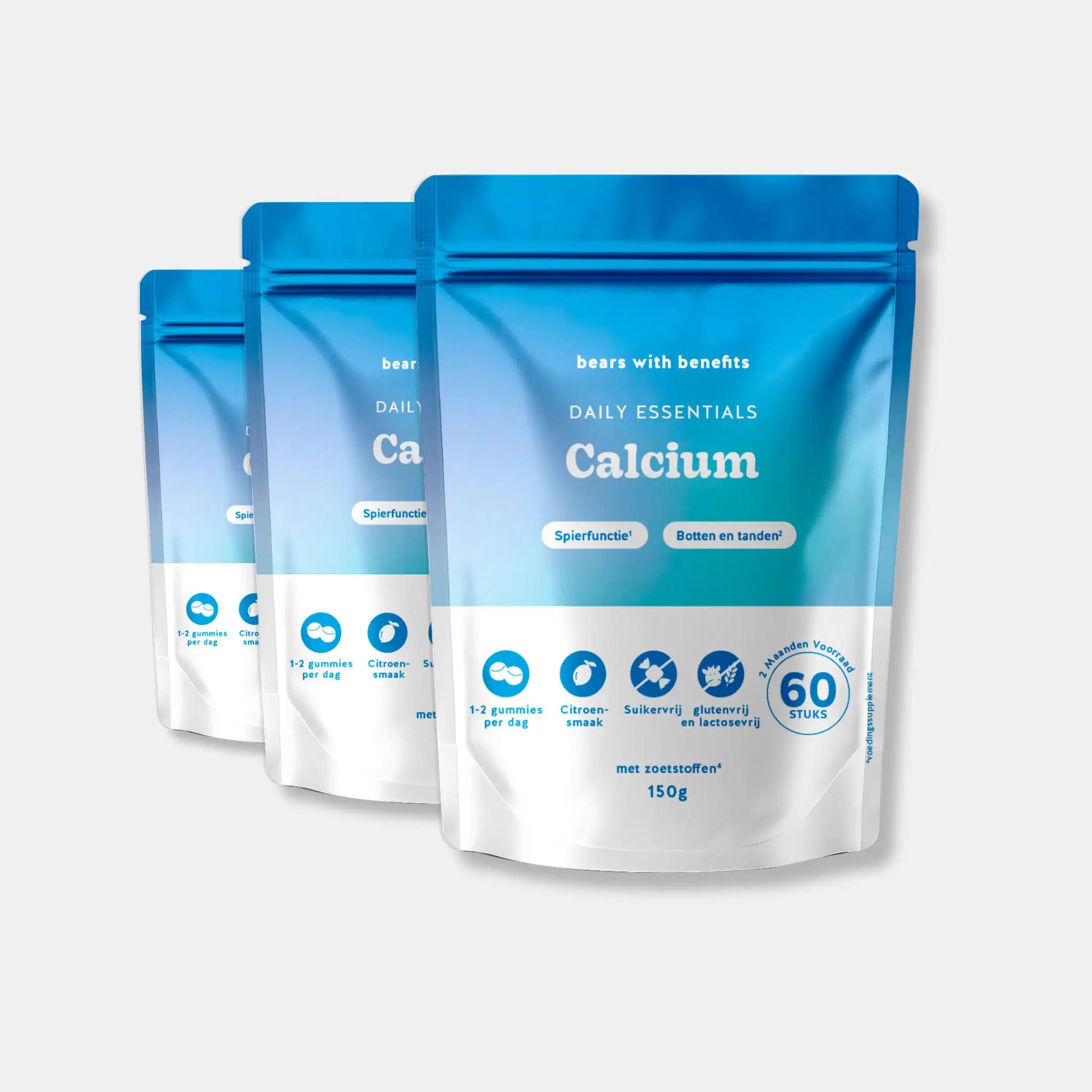 3-pack Calcium Essentials gummies – extra voorraad voor botgezondheid en spierfunctie l Bears with Benefits