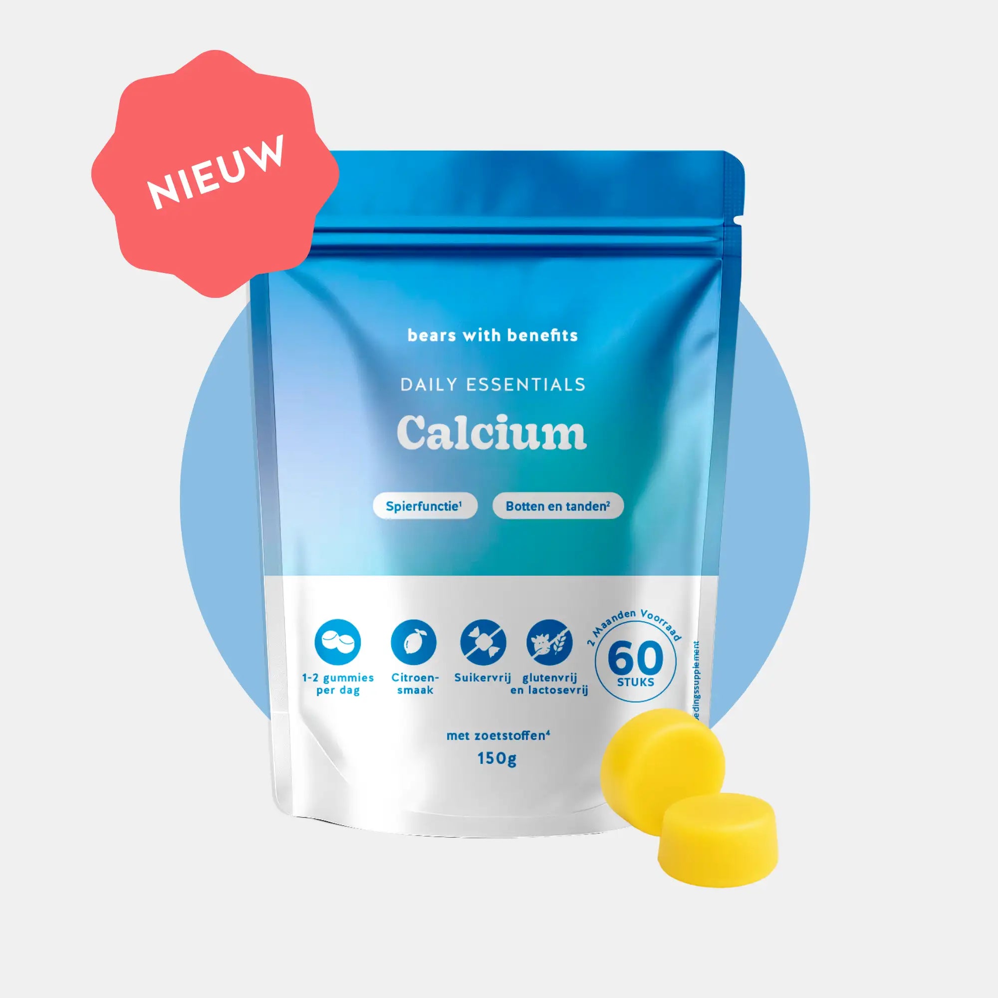 Calcium gummies productverpakking – ondersteunt spieren, botten en tanden l Bears with Benefits
