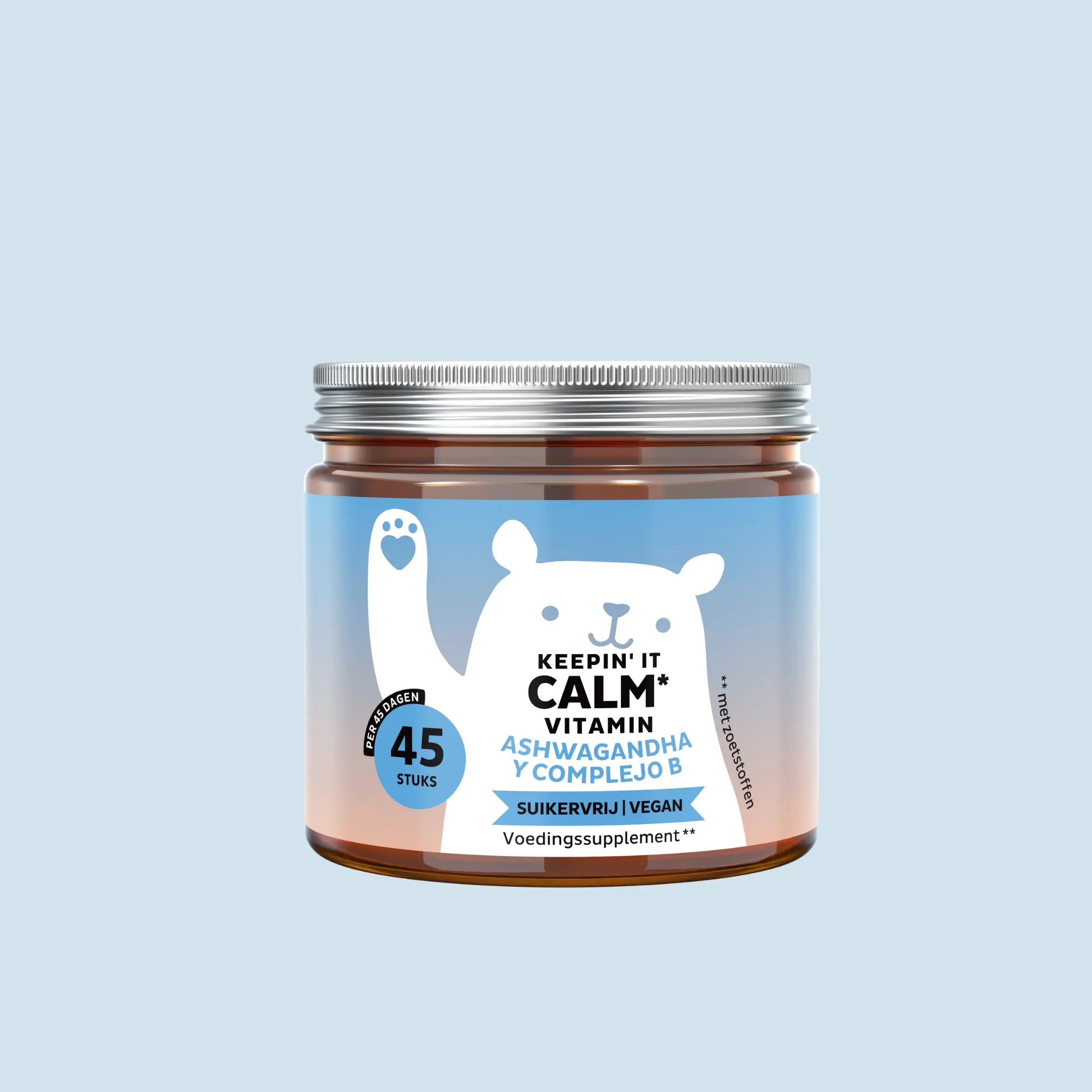 Bears with Benefits Keepin' It Calm Vitamin – ashwagandha gummies voor ontspanning en dagelijkse balans, 85 mg ashwagandha-extract per gummy, 45 stuks, suikervrij en vegan