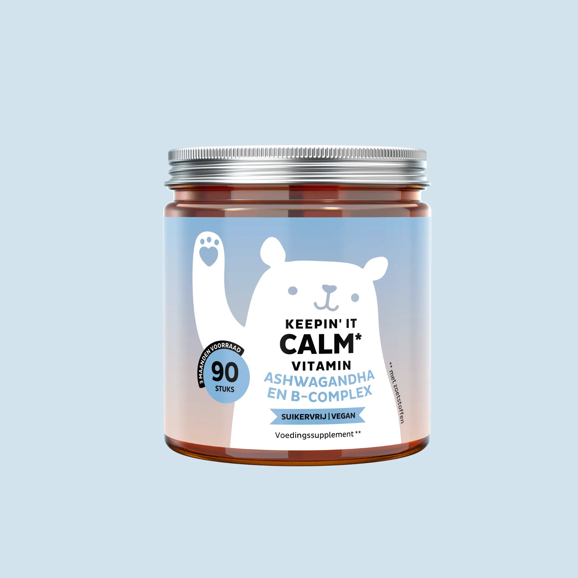 Bears with Benefits Keepin' It Calm Vitamin – ashwagandha gummies voor ontspanning en dagelijkse balans, 85 mg ashwagandha-extract per gummy, 90 stuks, suikervrij en vegan