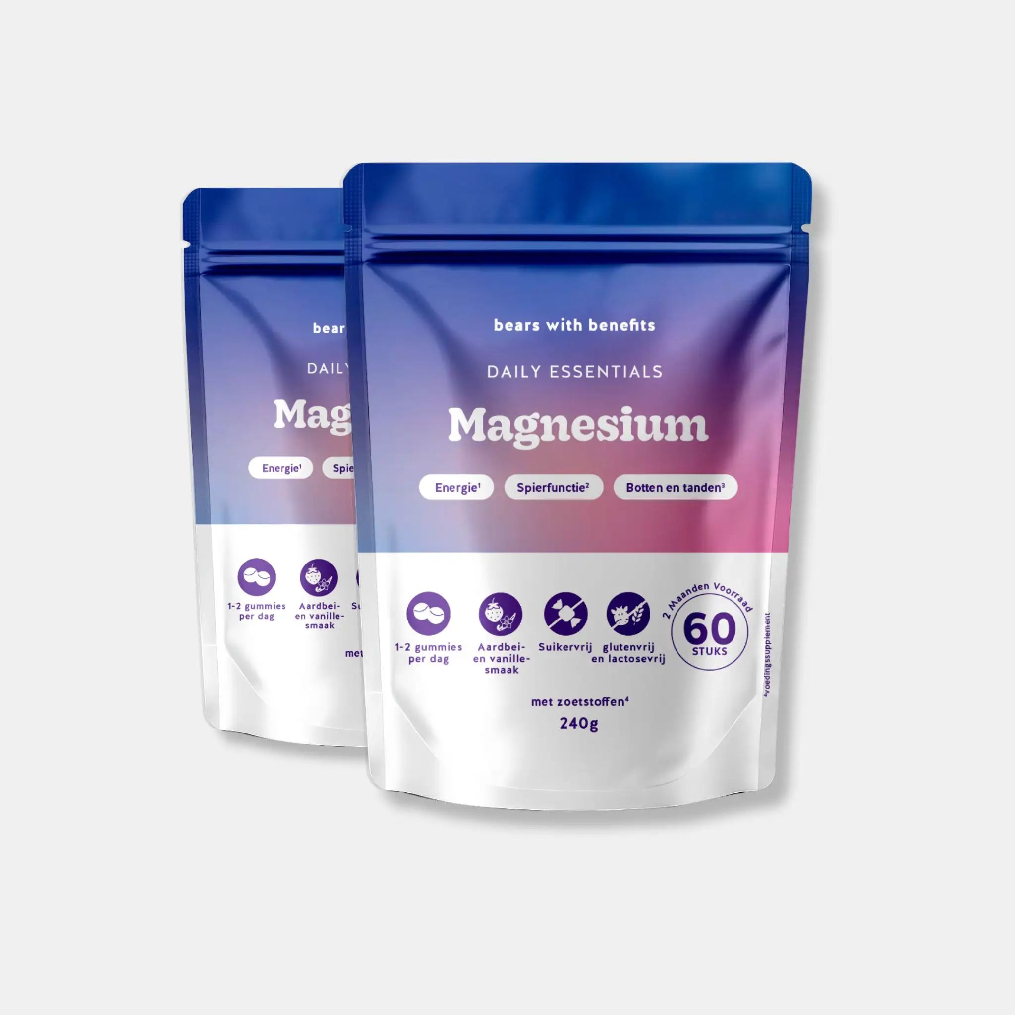 2-pack Magnesium Essentials gummies – energie, spierfunctie en botgezondheid l Bears with Benefits