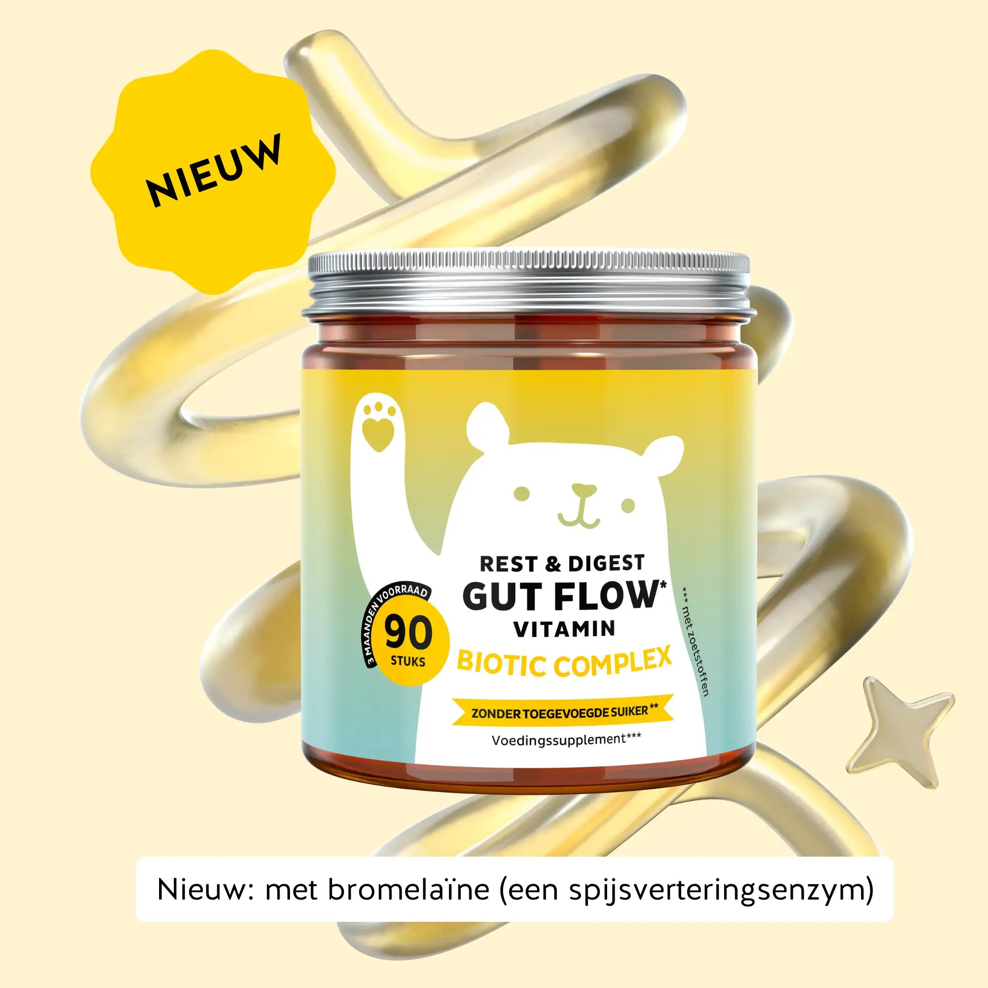 Rest & Digest Gut Flow Vitamin gummies met frisse sinaasappelsmaak, suikervrij en vegan, ideaal voor langdurig gebruik l Bears with Benefits.