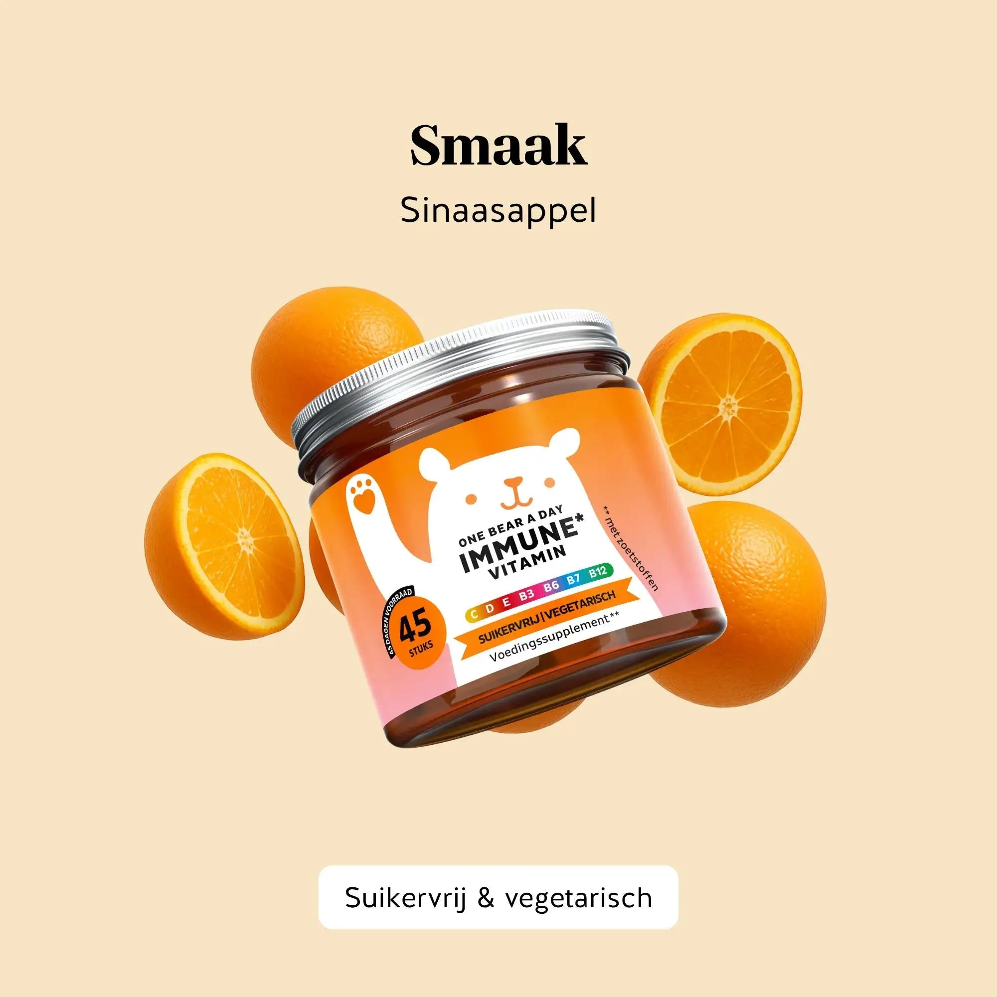 Immune Vitamin 45 gummies met sinaasappelsmaak - suikervrij en vegetarisch l Bears with Benefits