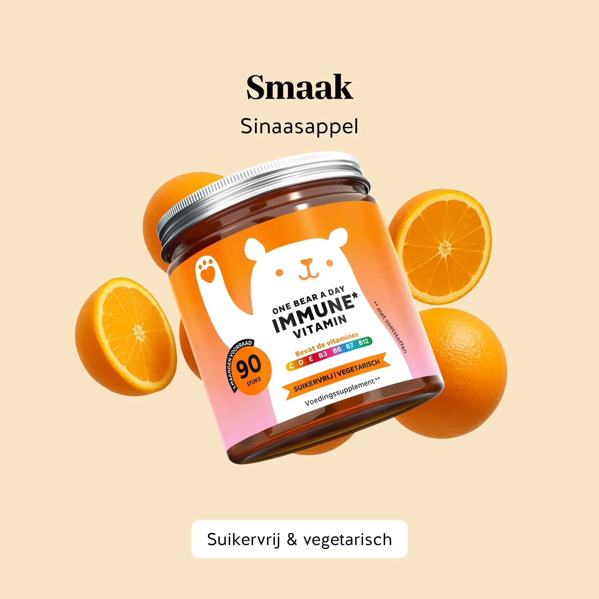 Immune Vitamin 90 gummies met sinaasappelsmaak - suikervrij en vegetarisch l Bears with Benefits