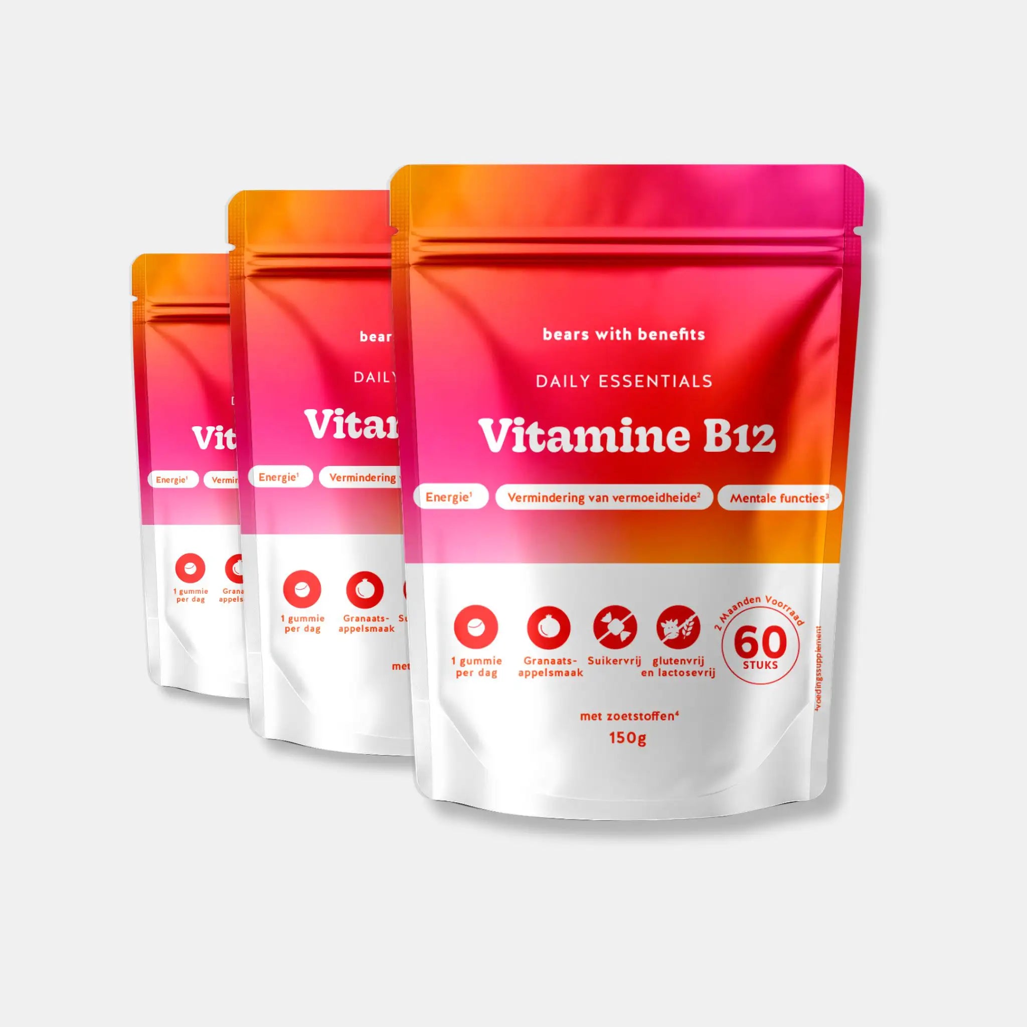 3-pack Vitamine B12 Essentials gummies – langdurige ondersteuning voor energie en focus l Bears with Benefits