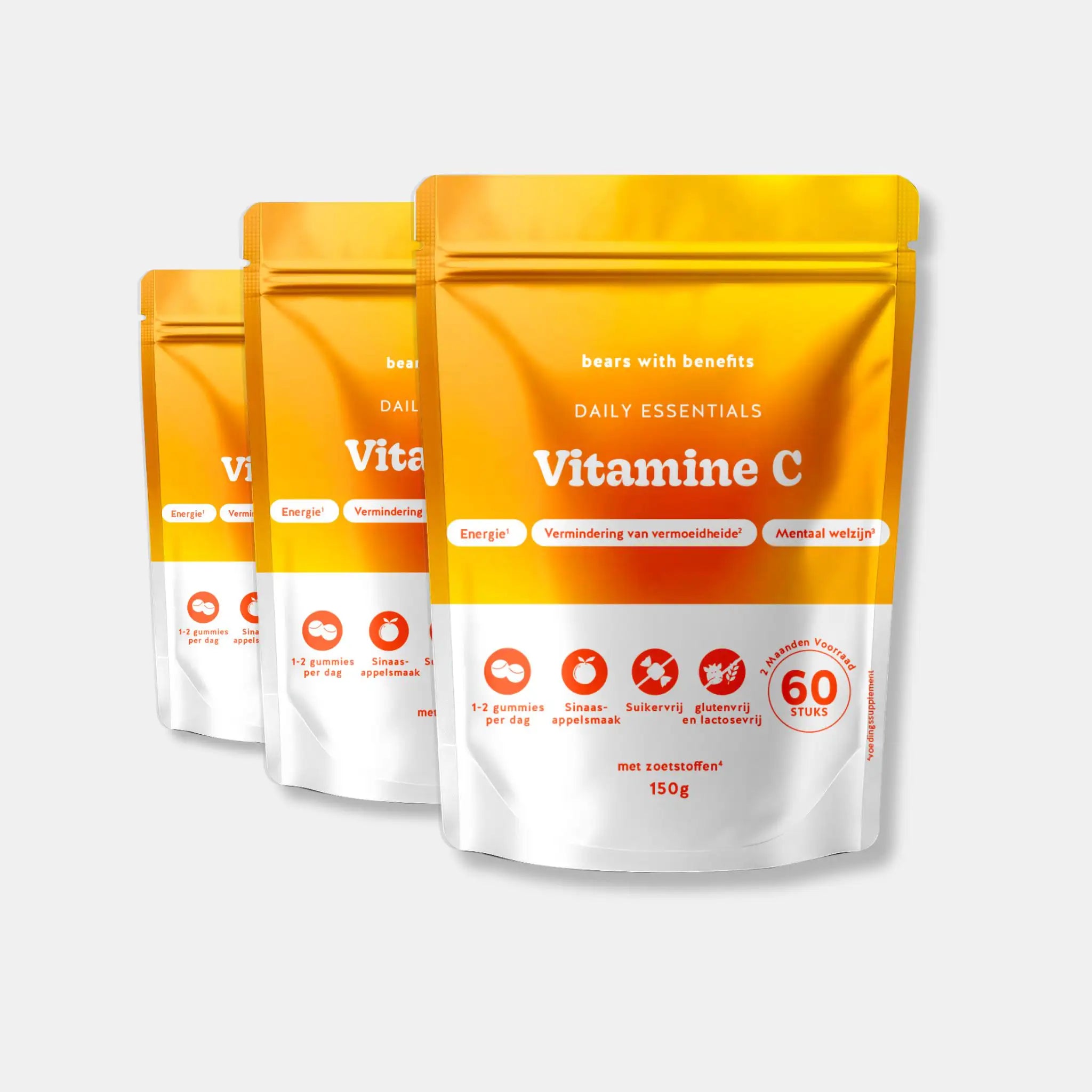 3-pack Vitamine C Essentials gummies – extra voorraad voor weerstand en vitaliteit l Bears with Benefits