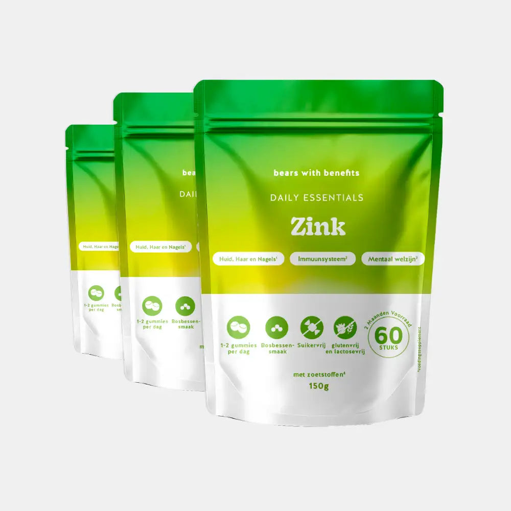 3-pack Zink Essentials gummies – extra voorraad voor huid, haar en immuunsysteem l Bears with Benefits