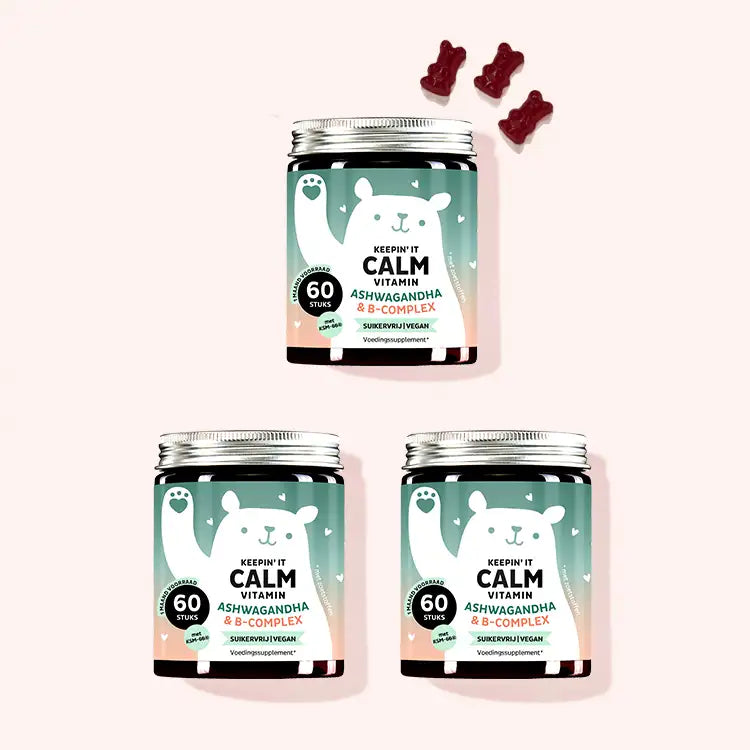 De Keepin It Calm Vitaminen met Ashwaganda van Bears with Benefits als kuur voor 3 maanden.
