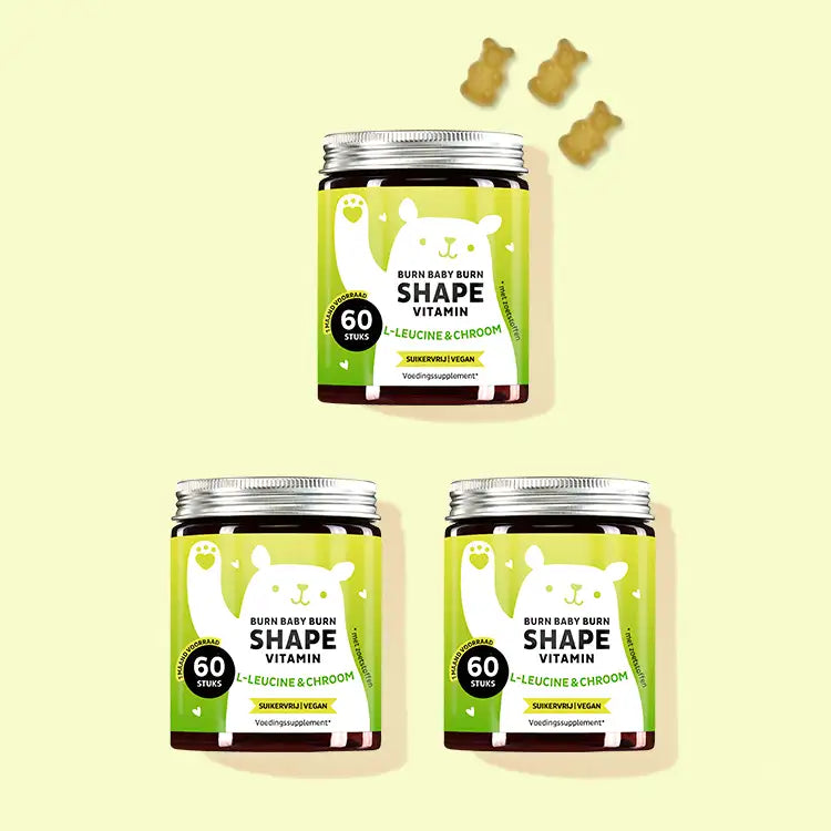 Kuur van 3 maanden Burn Baby Burn Shape met chroom, L-leucine en groene thee bladextract van Bears with Benefits voor de vetstofwisseling.