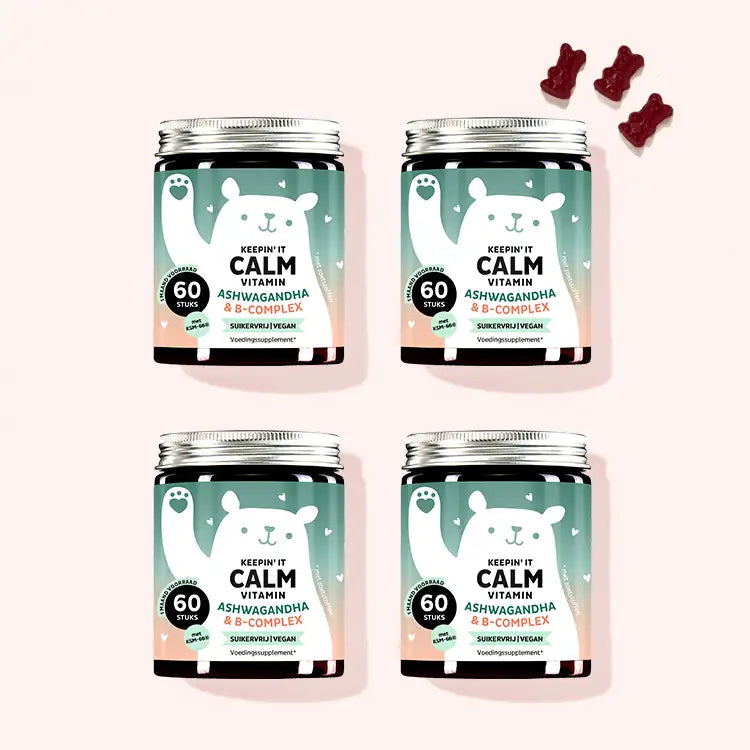 De Keepin It Calm Vitaminen met Ashwaganda van Bears with Benefits als kuur voor 4 maanden.