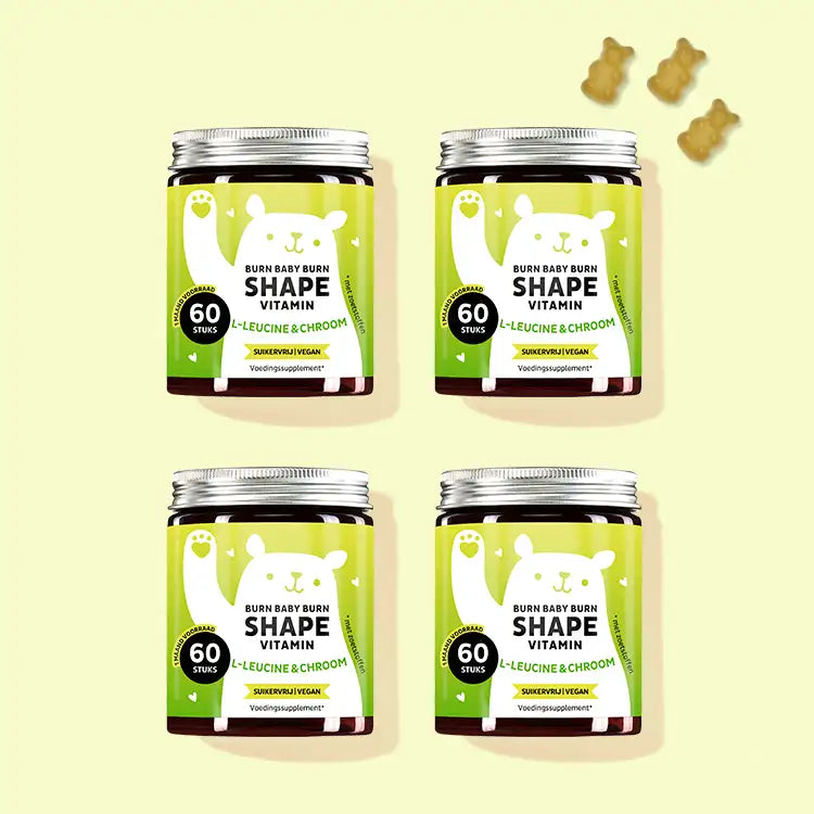 Kuur van 4 maanden Burn Baby Burn Shape met chroom, L-leucine en groene thee bladextract van Bears with Benefits voor de vetstofwisseling.