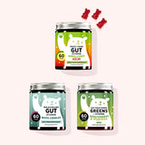 Set van 3 "Green Metabolism Trio" bestaande uit de Trust your Gut Vitamins met Apple Cider Vinegar, de One in a Billion Gut Vitamins met Bacillus coagulans en Inulin en de Eat your Super Greens met Barley Grass, Moringa & 6 andere Greens van Bears with Benefits.