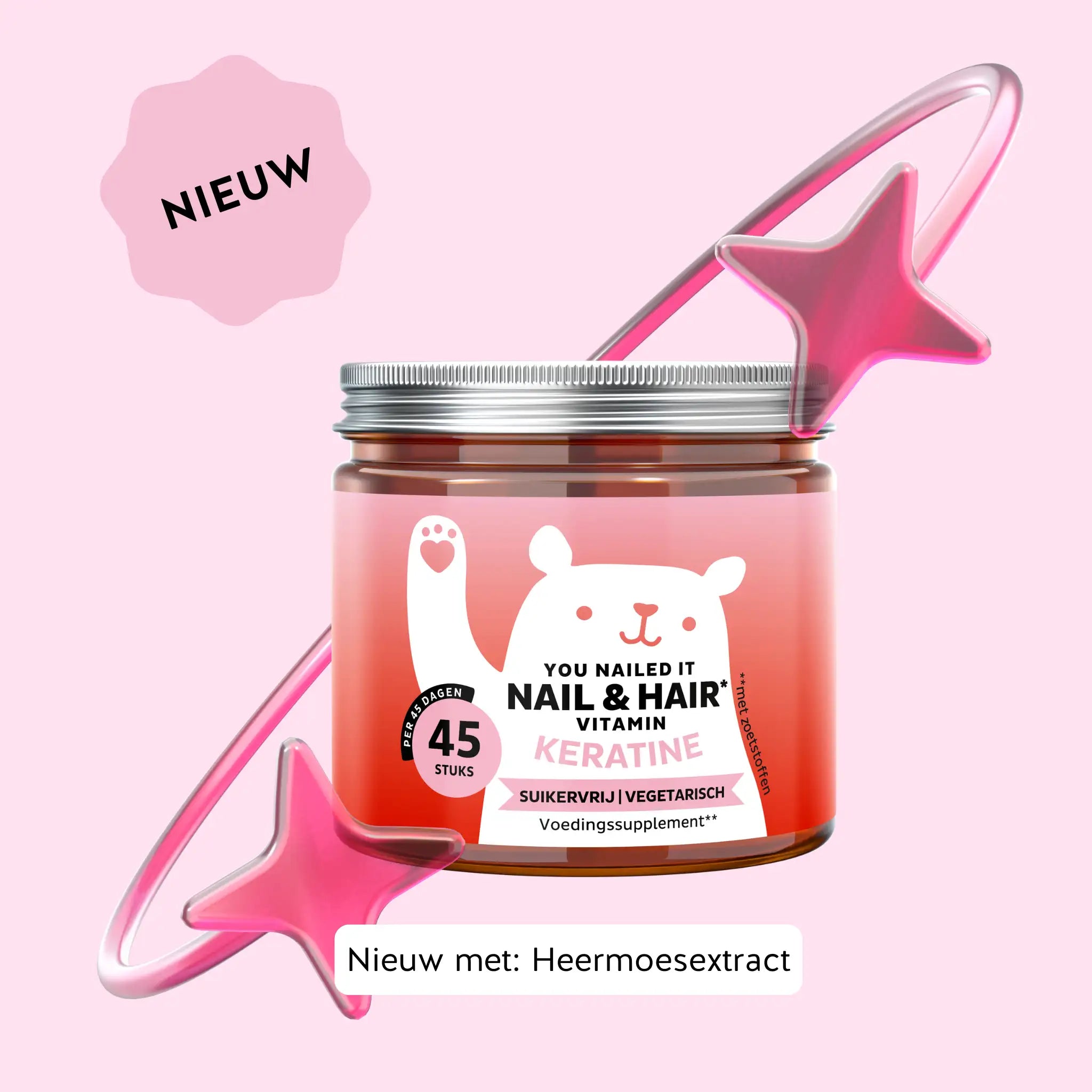 Bears with Benefits Nail & Hair Keratine potje met 45 stuks – suikervrij, vegetarisch en speciaal voor sterke nagels en glanzend haar | Bears with Benefits