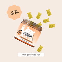 Bears with Benefits Skincredible K-Beauty Complex – Gebruik: 1 gummy per dag, kauwen, 45 gummies met mangosmaak.
