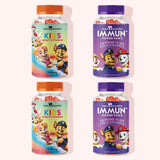 Bundel van 4 "Paw-erful Bundle" van Bears with Benefits bestaande uit de Paw Patrol Vitamins met Multivitamine en de Immune Power Paw Vitamins met Holundberry.