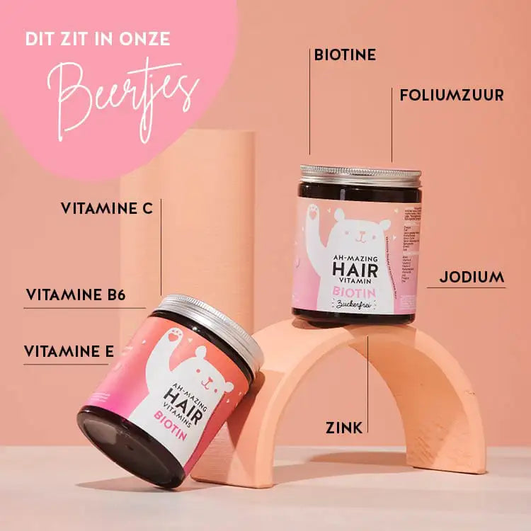 De ingrediënten van de Biotin Ah-Mazing Hair Bears van Bears with Benefits zijn. Vitamine E en C, zink, biotine, foliumzuur en jodium.