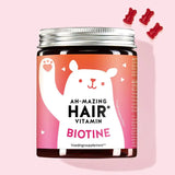 Een blikje Ah-mazing Hair Vitamins met Biotine van Bears with Benefits voor mooi, vol haar en nagels.
