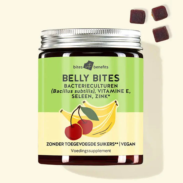 Productafbeelding van Belly Bites. Voedingssupplement voor het behoud van het immuunsysteem en de stofwisseling.