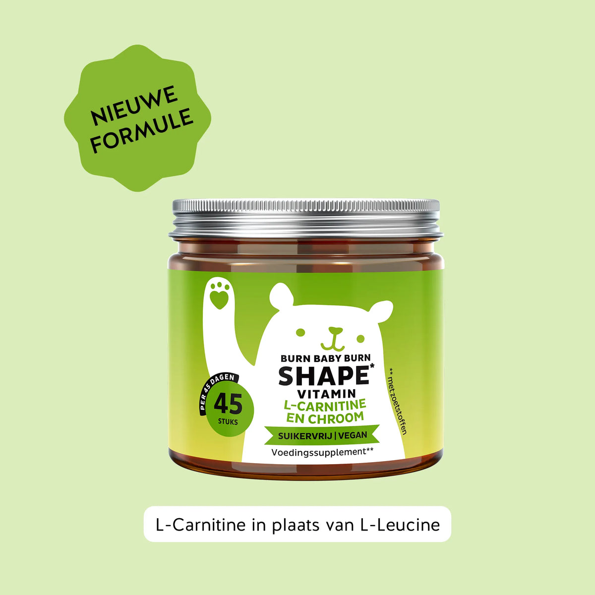 Bears with Benefits Burn Baby Burn Vitamin – Vegan, suikervrije gummies met chroom, biotine, zink, L-carnitine & groene thee-extract, 45 gummies met citroensmaak.