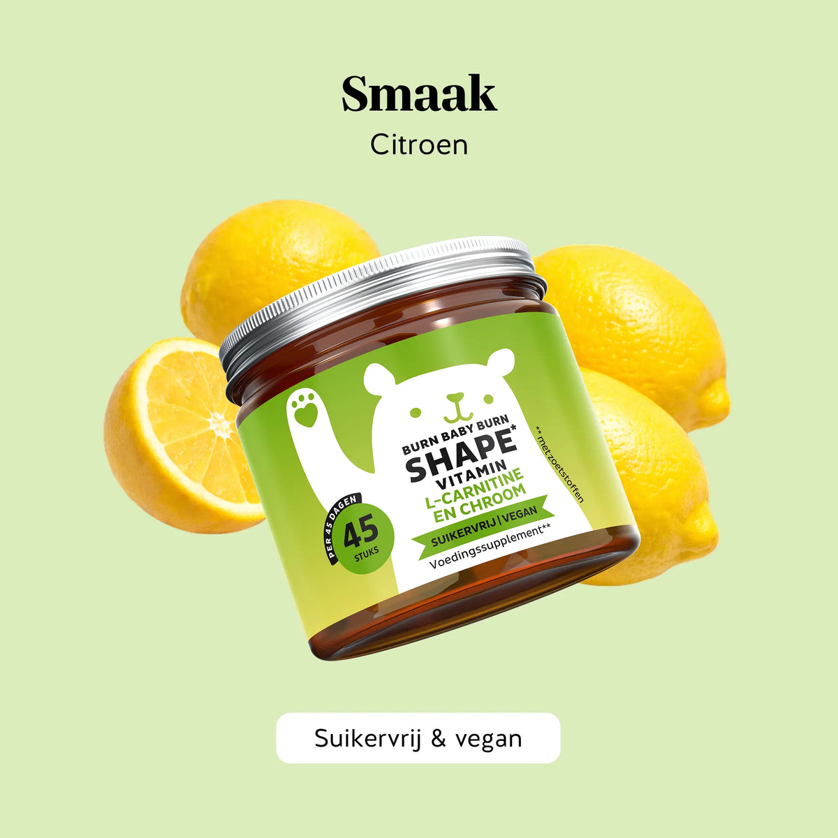 Bears with Benefits Burn Baby Burn Vitamin – Suikervrije gummies met natuurlijk citroenaroma, 45 gummies.