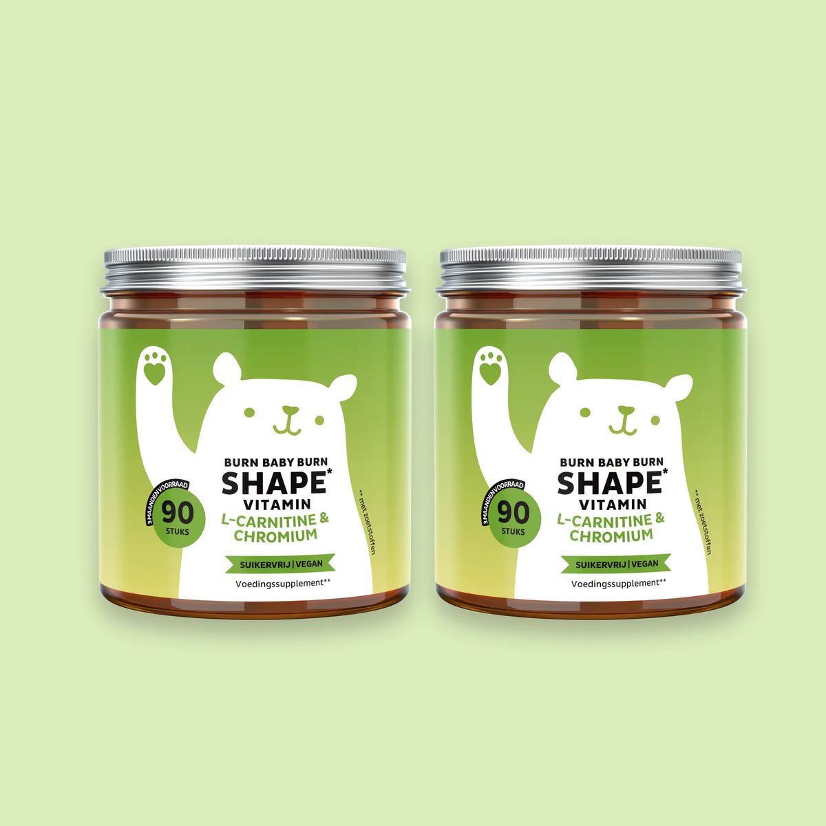 Bears with Benefits Burn Baby Burn Vitamin – Voordeelverpakking met 2 potten vegan, suikervrije gummies met chroom, biotine & zink, 180 gummies met citroensmaak.