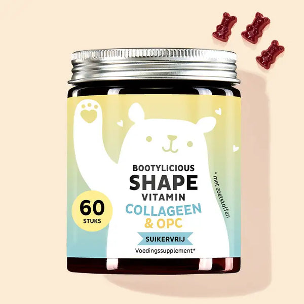 1 blikje Bootylicious Shape Vitamins met collageen en OPC van Bears with Benefits voor sterk bindweefsel.