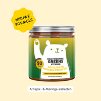 Bears with Benefits DAILY ROUTINE GREENS VITAMIN – vegan gummies zonder toegevoegde suikers met 8 plantenextracten, vitaminen en mineralen voor energie, weerstand en concentratie, 90 gummies met natuurlijke bosbes- en frambozensmaak