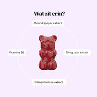 Bears with Benefits Femtastic PMS Vitamin – gummies met monnikspeper en vitamine B6 voor vrouwelijke balans en hormonale activiteit, vitamine B6 1,4 mg, monnikspeper extract 30 mg, citroenmelisse extract 51 mg en dong quai extract 30 mg, 45 stuks, bevat monnikspeper extract, dong quai extract, citroenmelisse extract en vitamine B6