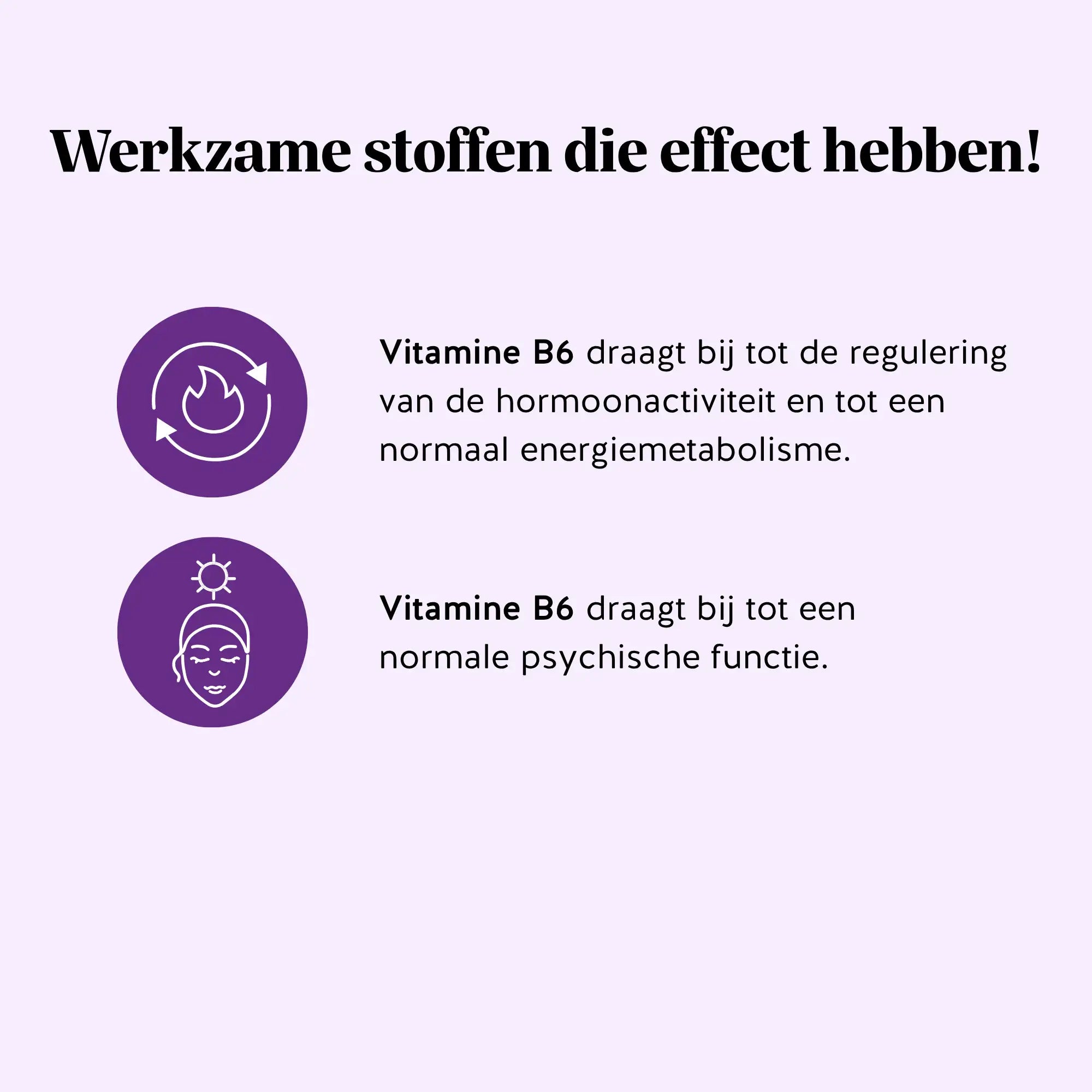 Uitleg over de werking van vitamine B6 in Femtastic PMS – ondersteunt hormonale balans, energiemetabolisme en psychisch welzijn | Bears with Benefits