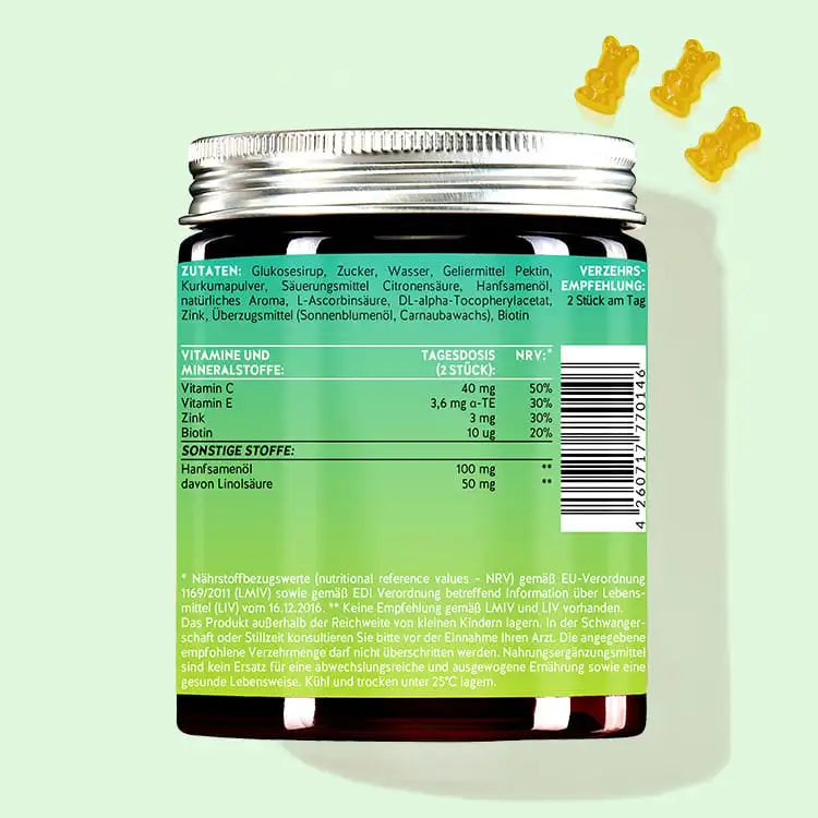 Achterkant van het product "All Clear my Dear" met hennepzaadolie en zink van Bears with Benefits