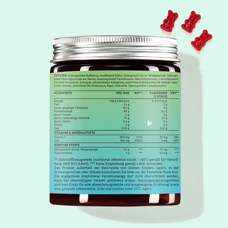 Ceramiden en hyaluron, product achterkant van de Hey Flawless Youth Vitamin van Bears with Benefits.
