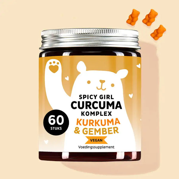 Een blikje Spicy Girl met kurkuma wortel extract en gember van Bears with Benefits als allrounder voor het immuunsysteem en het lichaam.