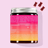 Hier zie je de achterkant van de verpakking van Oh Yeah Libido Bears met Maca. Het toont de voedingsinformatie en de ingrediëntenlijst van het product.
