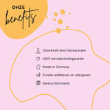 Het Mama Bear Postnatal product van Bears with Benefits is ontwikkeld in samenwerking met apothekers, heeft een hoge biologische beschikbaarheid en is gluten- en lactosevrij. De verpakking is gemaakt van gerecycled PET en er is een 100% tevredenheidsgarantie.