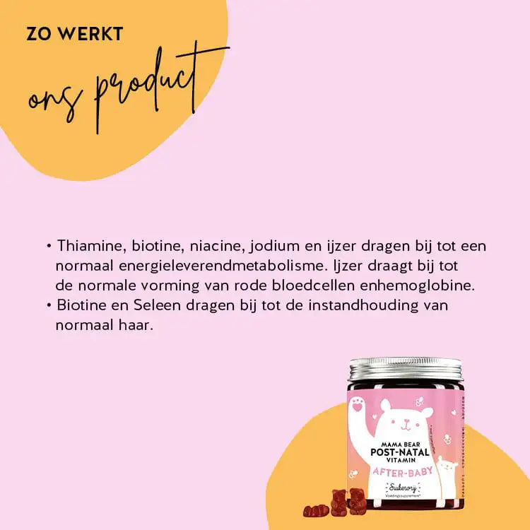 Dit is het effect van Mama Bear Post-Natal Vitamins van Bears with Benefits met ijzer en selenium.