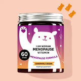 Een blikje I am Woman Menopause Vitamin met teunisbloemolie en lijnzaadolie van Bears with Benefits voor de menopauze.