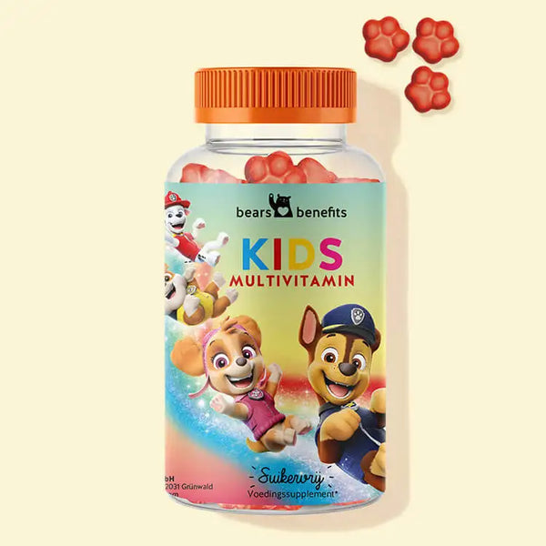 Een verpakking van de Paw Patrol kinder multivitamine van Bears with Benefits.