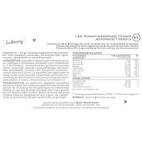 lijst van ingrediënten van I am Woman Menopause. Met Selenium, zink, foliumzuur, lijnzaadolie en teunisbloemzaad olie. 