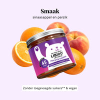Bears with Benefits Oh Yeah Bear Libido – Vegan gummies zonder toegevoegde suikers, 45 gummies met natuurlijke sinaasappel-perziksmaak.