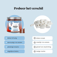 Bears with Benefits Wake-Up Call Energy* Vitamin – lekkere fruitige energie gummies voor een eenvoudige dagelijkse routine als alternatief voor pillen, guarana extract 30 mg, cafeïne 3 mg, vitamine B6 2,8 mg, vitamine B12 2,5 µg en biotine 50 µg, 45 stuks, lekker en fruitig, eenvoudig in te nemen, plezierige inname en dagelijkse balans