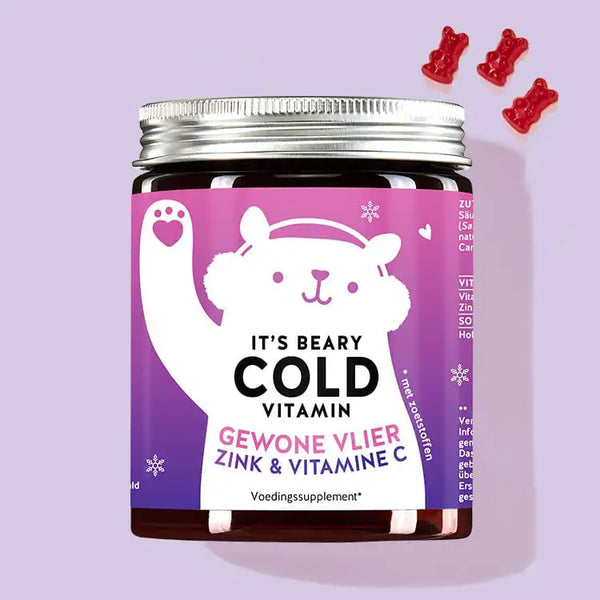 Een blikje It's Beary Cold Vitamins met vlierbes, zink en vitamine C van Bears with Benefits voor het koude seizoen.