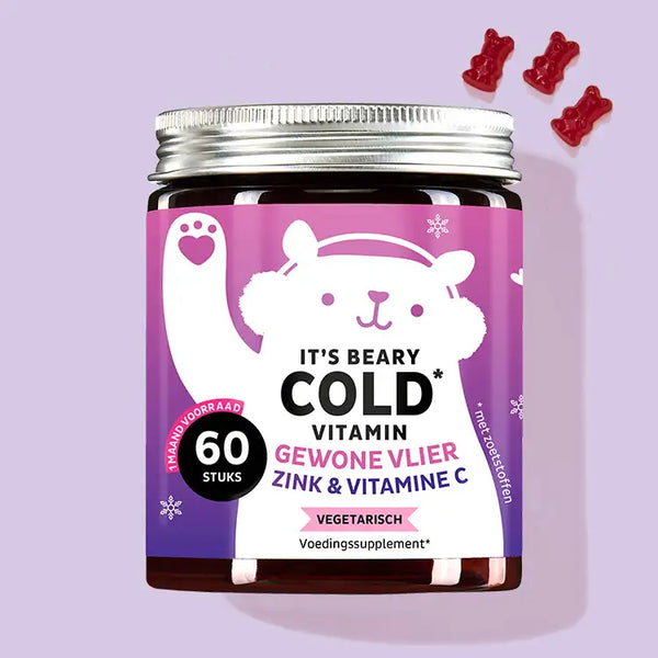 Een blikje It's Beary Cold Vitamins met vlierbes, zink en vitamine C van Bears with Benefits voor het koude seizoen.