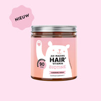 Bears with Benefits Ah-Mazing Hair* Vitamin – suikervrije vegan biotine gummies voor haar, huid en nagels, biotine 10.000 µg, zink 1,5 mg, jodium 22,5 µg, vitamine C 12 mg, vitamine E 1,8 mg en vitamine B6 1 mg, 90 stuks, 3 maanden voorraad en nieuw