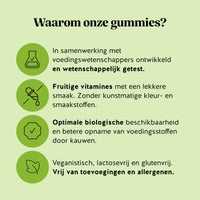 Bears with Benefits Lighter Legs¹ Water Relief² Complex – waarom onze gummies: vegan, zonder toegevoegde suikers, met magnesium, mangaan, vitamine C en plantenextracten, frisse citroen-matcha smaak en verpakking van 100% gerecycled PET