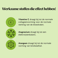 Bears with Benefits Lighter Legs¹ Water Relief² Complex – werkzame stoffen vitamine C, magnesium en mangaan: vitamine C draagt bij tot de normale collageenvorming voor de normale werking van de bloedvaten, mangaan tot de normale vorming van bindweefsel en magnesium tot een goede elektrolytenbalans