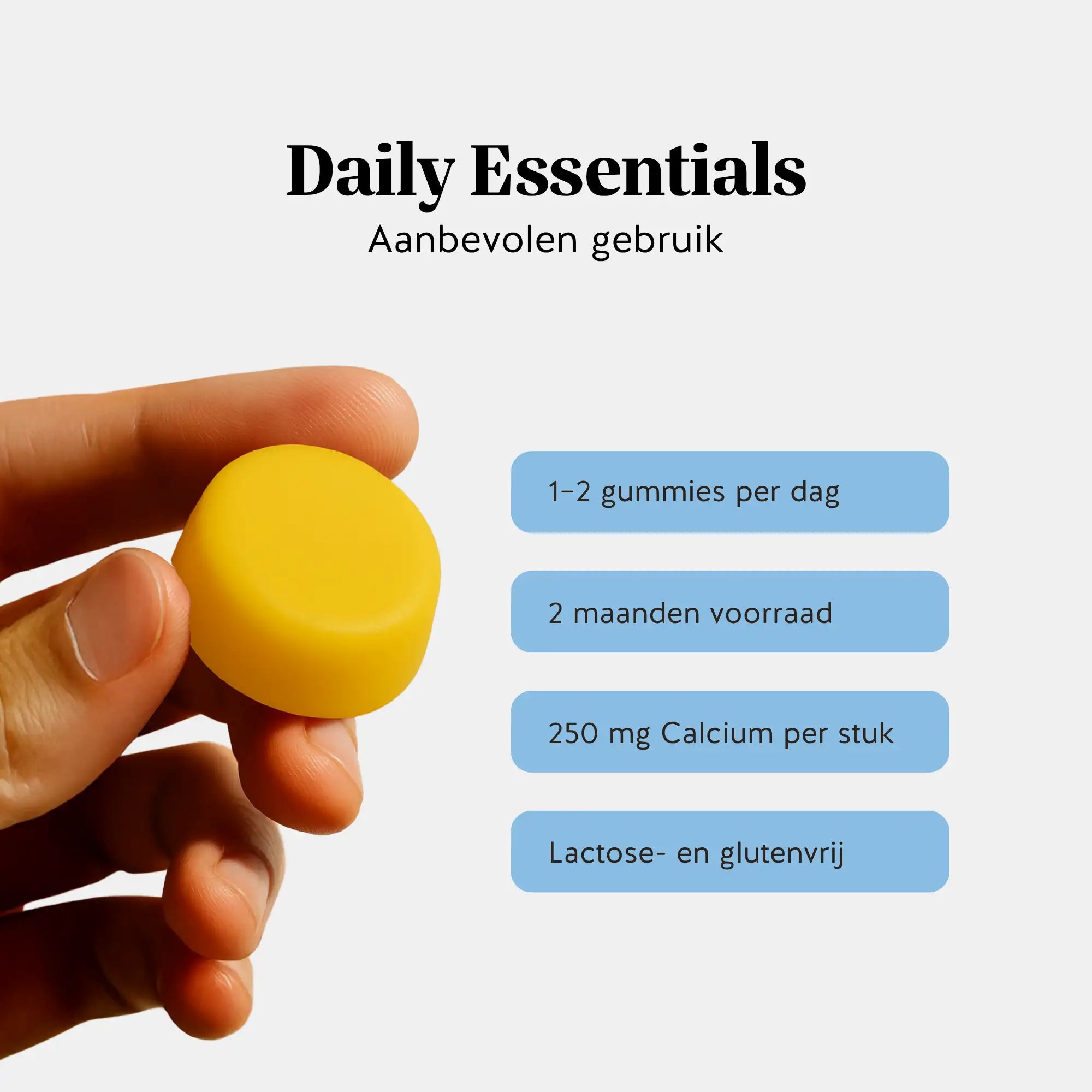 Dagelijkse dosering van calcium gummies – 1 tot 2 per dag, 250 mg per gummy l Bears with Benefits